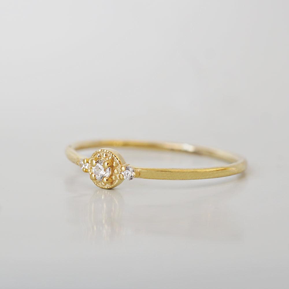 14K Venetian Dainty Diamond Ring