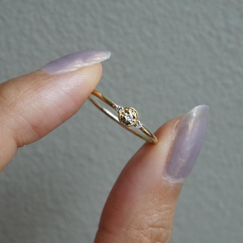 14K Venetian Dainty Diamond Ring