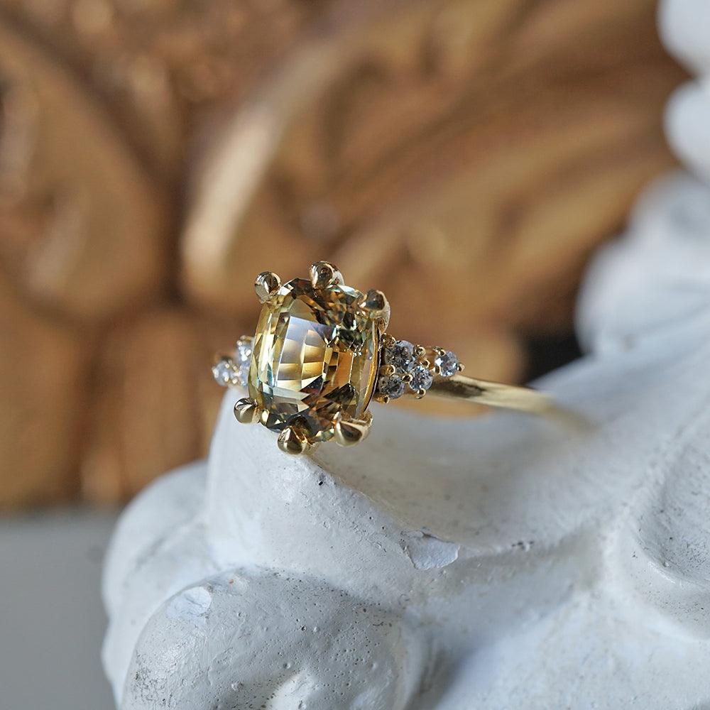 One Of A Kind: Parti Sapphire Cluster Diamond Ring
